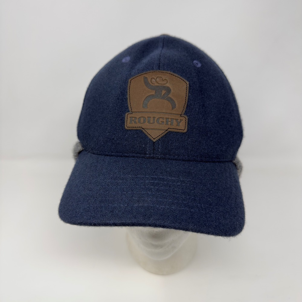 Hooey Roughy Out Cold Mens Navy Wool Blend Flexfit Hat with Knit Ear Flaps L-XL